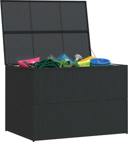 Fekete Polyrattan Kerti Tárolóláda 150 X 100 X 100 Cm