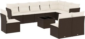 vidaXL 11 részes barna polyrattan kerti ülőgarnitúra párnákkal