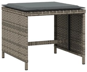 4 db szürke polyrattan kerti szék párnával 40 x 40 x 35 cm