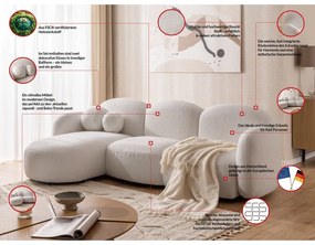 Krémszínű buklé sarokkanapé (bal oldali-heverő résszel) Orbit – Ropez