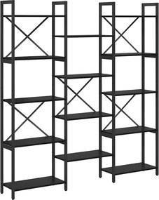 vidaXL Könyvespolc Fekete tölgy 156 x 25 x 167 cm Faanyag