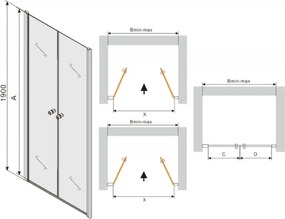 Mexen Texas zuhany forgóajtó 70 cm-es nyitáshoz, 880-070-000-01-00