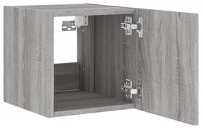 2 db szürke sonoma fali TV-szekrény LED-ekkel 30,5x35x30 cm