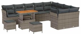 vidaXL Kerti Kanapé Szett 12 pcs Szürke polirattan