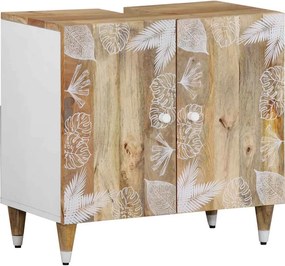 vidaXL tömör mangófa fürdőszobai mosdószekrény 62 x 33 x 58 cm