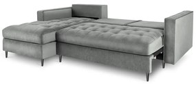 Santo világosszürke kinyitható bársony sarokkanapé, bal oldali - Milo Casa