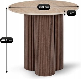 Asztal CARTAGENA 80 cm travertin/dió