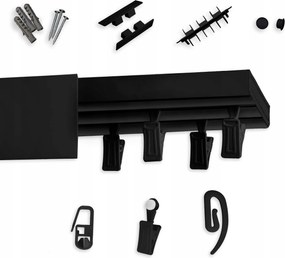 Mennyezeti függönykarnis Fekete Dupla álcázó sín fedéllel 130