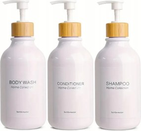 Adagolók Fehér Palackok Bambusz Pumpával És Fürdőszoba Tusfürdő