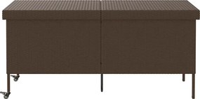 Barna Polyrattan Kerti Tárolóláda Kerekekkel 160X55X75 Cm