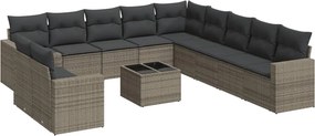 vidaXL 12 részes szürke polyrattan kerti ülőgarnitúra párnákkal