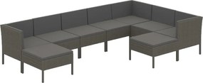vidaXL 9 részes szürke polyrattan kerti ülőgarnitúra párnákkal