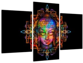 Kép - Buddha mellszobra neon színekben (90x60 cm)