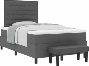 vidaXL Boxrugós ágy matracmal Sötétszürke 120 x 190 cm szövet