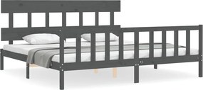 vidaXL szürke tömör fa ágykeret fejtámlával 200 x 200 cm