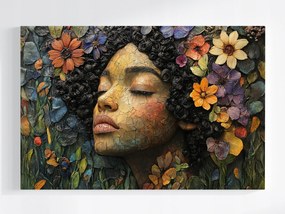 Vászonkép Canvas Portré Arc Nő Lány Virágok 60x40