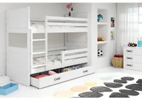 Gyerek emeletes ágy kihúzható ággyal RICO 200x90 cm Fehér Fehér