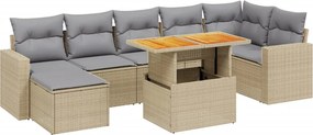 vidaXL 8 részes bézs polyrattan kerti ülőgarnitúra párnával