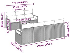 8 darabos kerti kanapé szett párnákkal szürkében - Poli Rattan, 2 személyes kerti kanapé párnákkal szürkében - Poli Rattan