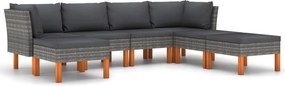 vidaXL 7 részes szürke polyrattan kerti ülőgarnitúra párnákkal