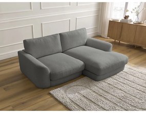 Sötétszürke buklé sarokkanapé (jobb oldali-heverő résszel) Leonore – Bobochic Paris