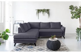 Charming Charlie L antracit kinyitható sarokkanapé, bal oldali - Miuform