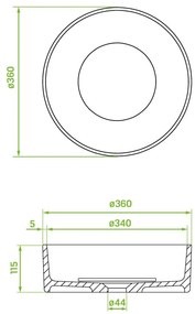 Laveo Perl, gránit munkalap mosdó 360x360x115 mm, bézs, LAV-VGP1410T