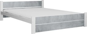 Ágy IKAROS DOUBLE 140 x 200 cm, beton/fehér Matrac: Matrace Sommera 18 cm, Ágyrács: Deszkás ágyráccsal
