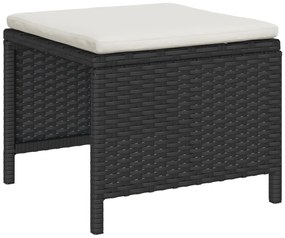 Kültéri Kanapé Szett Fekete Szintetikus Rattan Közepes