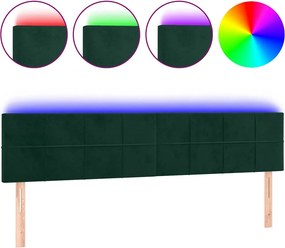 vidaXL sötétzöld bársony LED-es fejtámla 180x5x78/88 cm