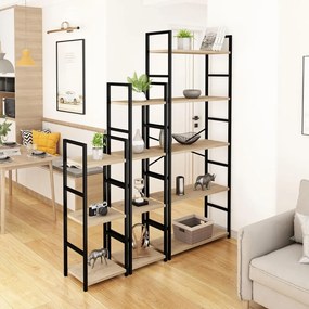 Intenso Home 5 szintes nyitott könyvespolc 29 x 144cm (Aranytölgy) | Univerzális tároló állvány fém lábakkal