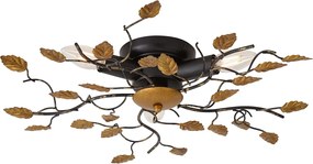 Vintage mennyezeti lámpa fekete arannyal 50 cm 3 lámpás - Foglie