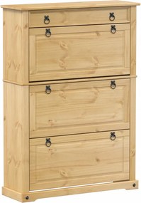 vidaXL Corona tömör fenyőfa cipőszekrény 99x32x138 cm