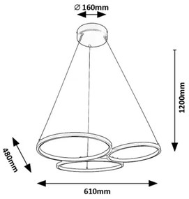 Rabalux 72297 - LED Csillár zsinóron FORMAND LED/38W/230V fekete