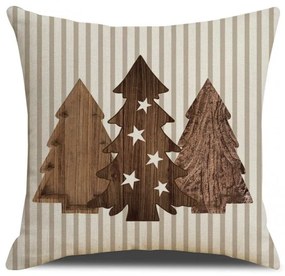Karácsonyi párnahuzat WOODEN TREES 45x45 cm, bézs