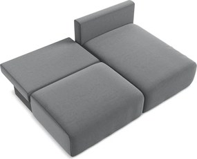 Szürke bársony kinyitható-tárolóhelyes sarokkanapé (jobb oldali-heverő résszel) Kalena – Makamii