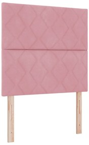 Rózsaszín Fejtámla Gyémánt Blokkokkal 90 cm Bársony, Rózsaszín Fejtámla Gyémánt Blokkokkal 180 cm Bársony
