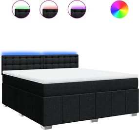 vidaXL fekete szövet rugós ágy matraccal 180 x 200 cm
