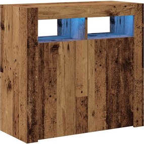 vidaXL antik fa színű szerelt fa tálalószekrény LED-ekkel 80x35x75 cm