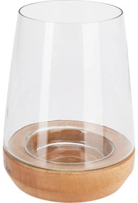 Modern teásgyertya tartók, 19,5 x 15 cm, mangófa,üveg