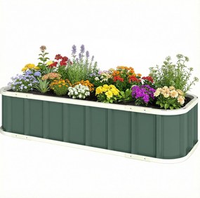 Outsunny horganyzott acél magasított virágágyás Click‑Lock zárással, hajlított perem — 136 x 52 x 31 cm — világoszöld | Aosom