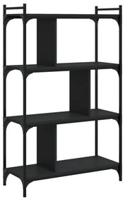 4 szintes fekete szerelt fa könyvespolc 76 x 32 x 123 cm
