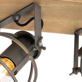 Ipari spotlámpa sötétszürke fával állítható 2-lámpás - Arthur