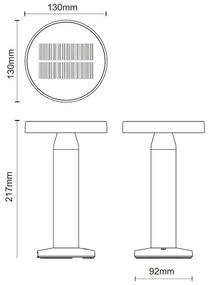 Zuma Line DT33611 - CARLI LED napelemes lámpa 2W, 2000 mAh, IP44 fekete