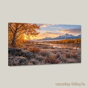 Őszi fény a hegyekben vászonkép – részletgazdag 40x23 cm