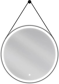 Mexen Reni, LED fürdoszobai tükör háttérvilágítással 70x70 cm, 6000K, fekete keret, páramentes, 9812-070-070-611-70