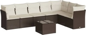 vidaXL 8 részes barna polyrattan kerti ülőgarnitúra párnákkal