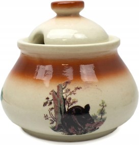 Cukortartó kerámia 0,25 l vadász motívum barna