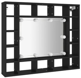 fekete LED-es tükrös szekrény 91x15x76,5 cm