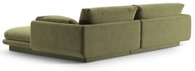 Világoszöld bársony sarokkanapé (bal oldali-heverő résszel) Torino – Micadoni